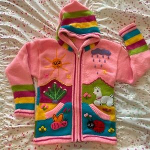 Girls Knitted Cardigan with Hoodie